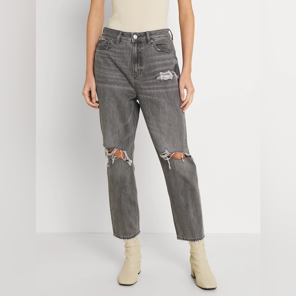 Hidden Tracey straight leg distressed washed gray jeans | Hidden